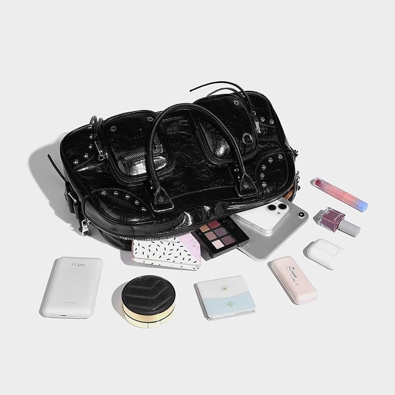 Trendy Studded Motorcycle Bag (Chic & Bold) – Fashion Punk Handbag Y2k Shoulder Crossbody Bag Daily Purse2