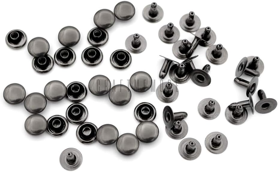 CRAFTMEMORE 200 Pack Leather Rivets Single Cap Rapid Rivet Metal Stud Fasteners Round Cap for Bag Belt Wallet Leather Craft (Gunmetal Black - Image 3