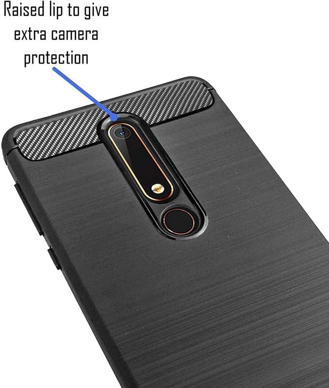 Image of Hybrid Carbon Fiber Back Case for Nokia 6.1 / Nokia 6 2018 (Black)