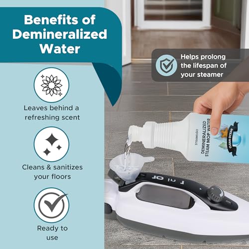 Image of Steam & Go Demineralized Water for Steam Mop - Clean Ocean Scent, 32 oz (Pack of 18) | Scented Floor Cleaner Solution, Ready-to-Use, Compatible with Any Steam Cleaner