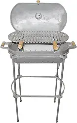 Gaspar Churrasqueira Alumínio Fundido a Bafo Prata Pé e Suporte