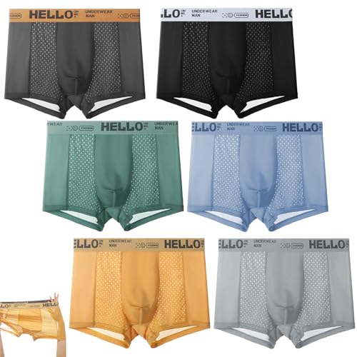Hello Mesh Mens Underwear, Low Rise Boxer Briefs for Men, Mens Ultra-Thin Breathable Trunks, Multipack