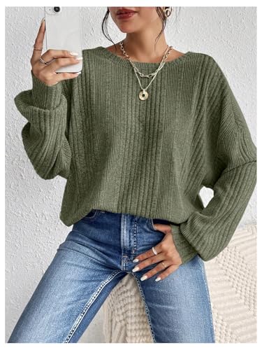 SweatyRocks Women's Criss Cross Round Neck Pullover Sweaters Long Sleeve Loose Cut Out Back Knit Tee Tops Backless Shirts4