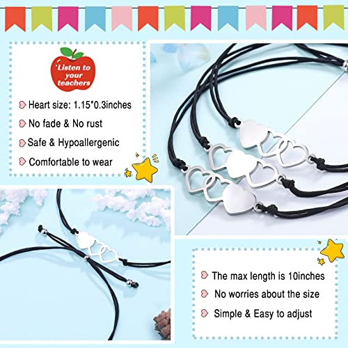 UNGENT THEM Back to School Bracelet Mommy and Me First Day of School Bracelet Matching Heart Mother Daughter Bracelets Set for Daughter Girls3