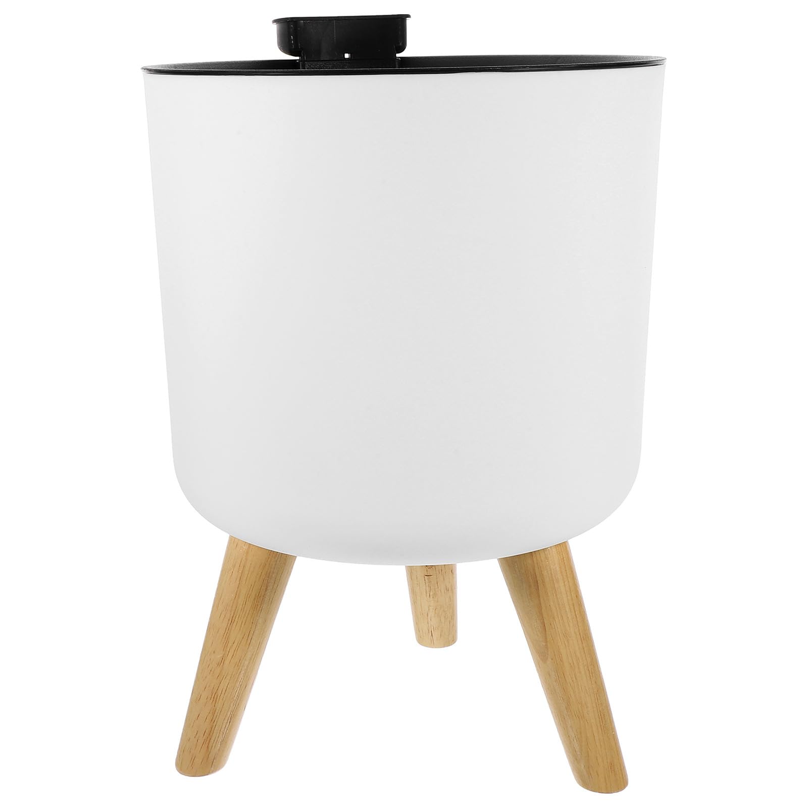 Jardinière haute blanche Toddmomy design épuré et base en bois noble