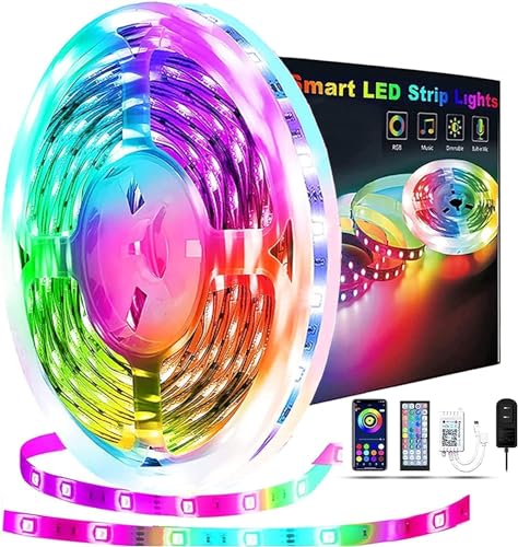 smareal LED Strip Lights 16.4ft/5m RGB Color Changing With Remote Control for Bedroom Kitchen and Party