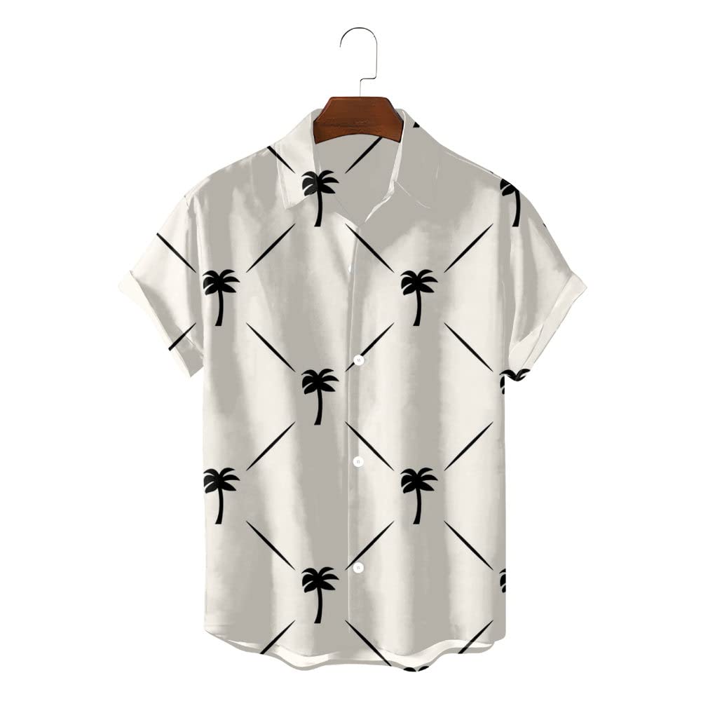 Chemise hawaïenne d'été beige à imprimé cocotier pour vos vacances à la plage - 4