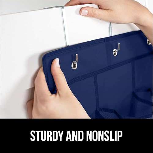 Miniatura 4 de Gorilla Grip Organizador de zapatos y protector de colchón, organizador de zapatos tiene 24 bolsillos en azul marino, sobre la puerta, protector de