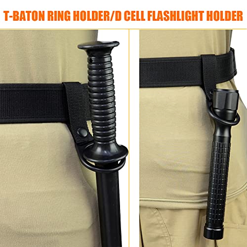 Rocotactical Police Night Stick Ring Holder, Side Handle Baton Ring Holder, D/C Cell Web Flashlight Holder For Duty Belt, Web Nylon #TOP1