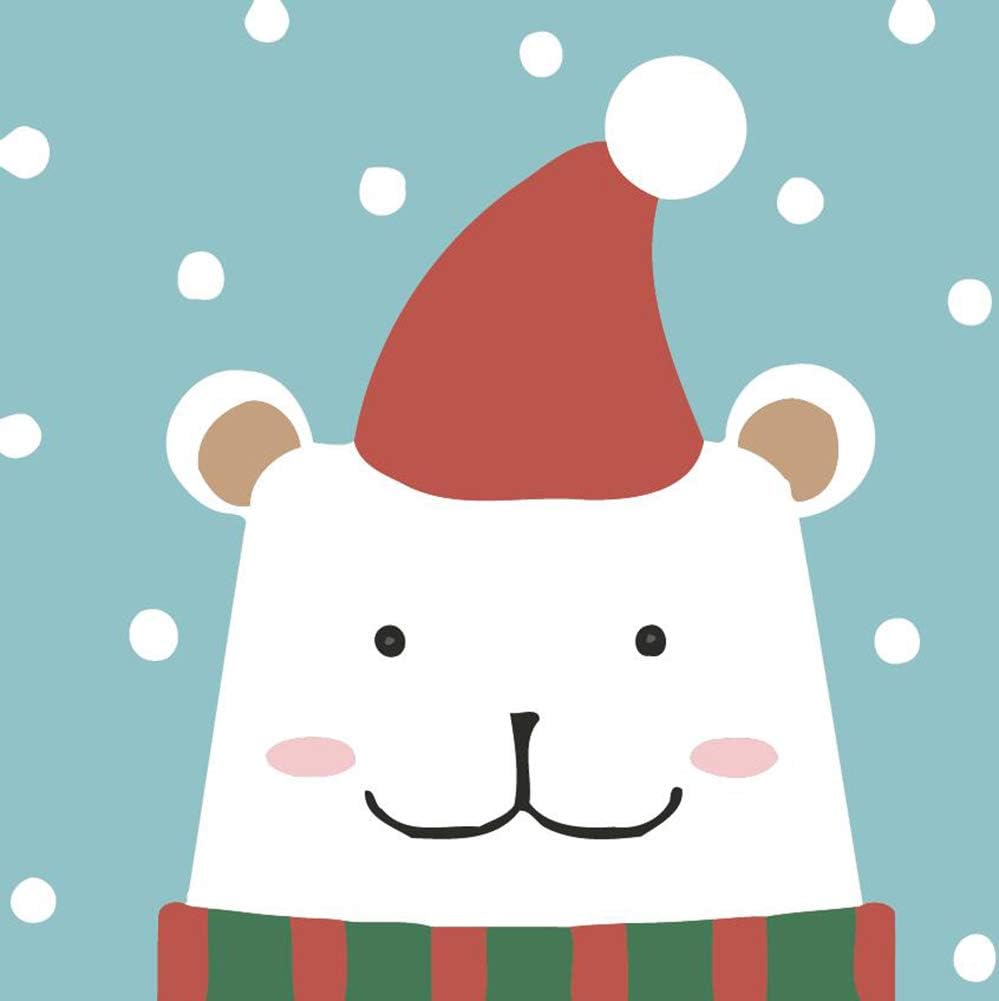 ABEUTY Paint by Numbers for Children Kids Christmas Hat Adorable Animal 25x25 cm Number Painting with Frame