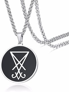 Sigil of Lucifer DISC Pendant Satanic Symbol Stainless Steel Satanism Unisex Jewelry Seal of Satan Necklace