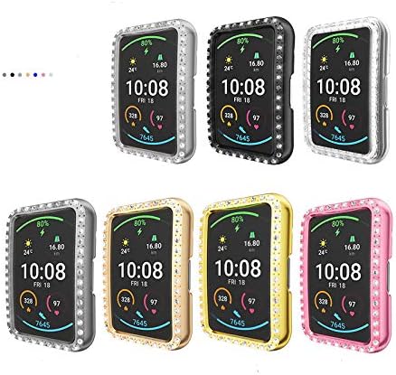 Miniatura 2 de FitTurn Compatible con Huawei Watch Fit Case Reemplazo Bling Crystal Funda Protectora Marco de Metal Color PC a prueba de golpes Carcasa delgada