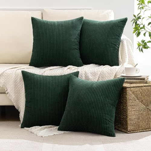 Image of MIULEE Soft Corduroy Decorative Throw Pillow Covers Army Green 16x16