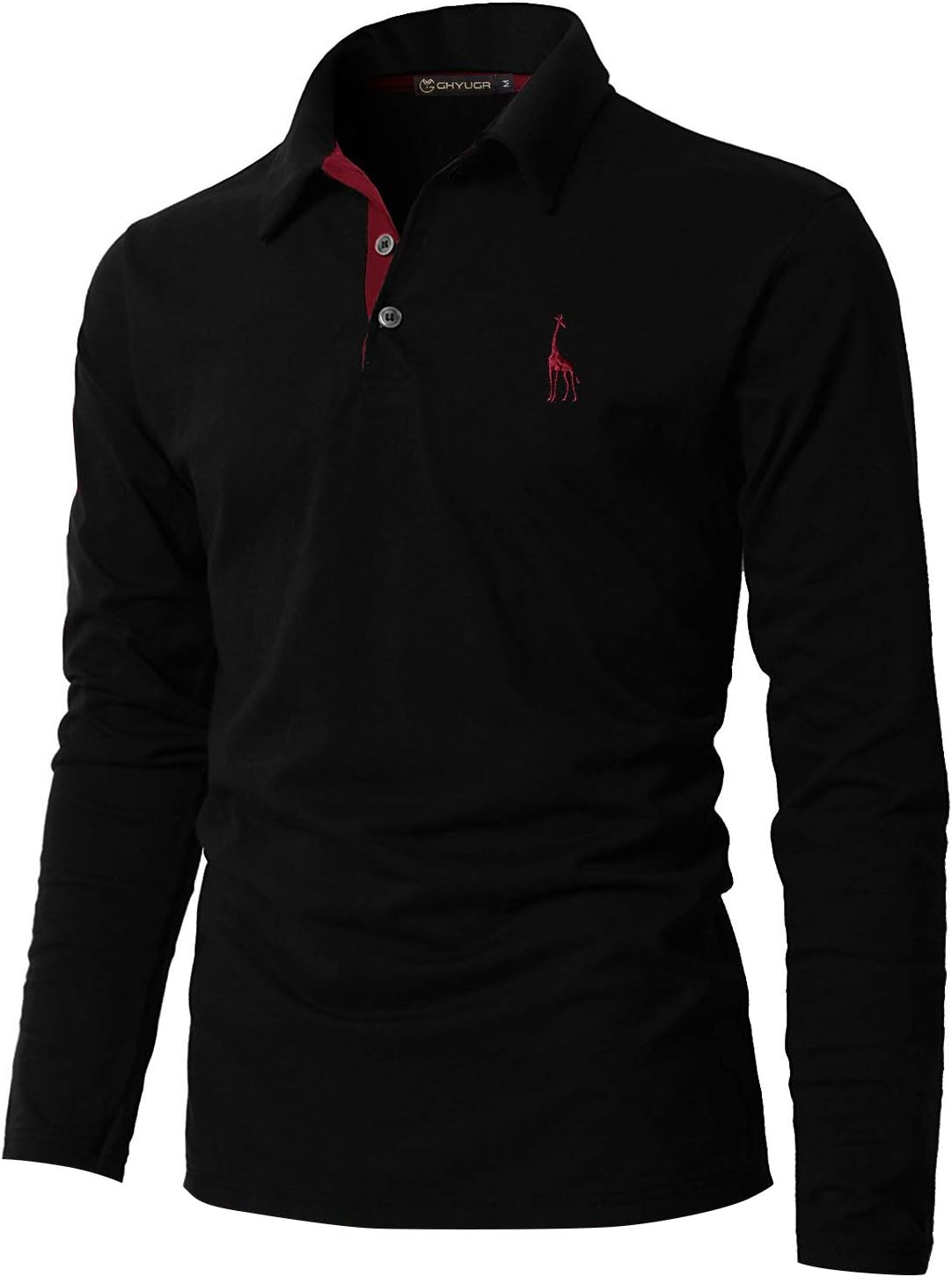 GHYUGR Mens Long Sleeve Polo Shirts with Fashion Embroidery Polos S-2XL
