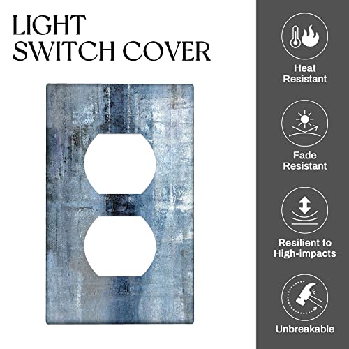 Blue Grey Duplex Electrical Outlet Wall Plate Decortive Light Switch Cover Abstract Art Wall Plate Cover Wallplates For Bedroom Kitchen Home Decor #TOP2