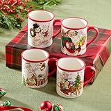 Certified International Santa's Retro Set of 4 Mugs: 5.25' x 3.75' x 4.25' 18 ounces, GREAT for Hot Cocoa by the fireplace, coffee, a latte, or your favorite green tea