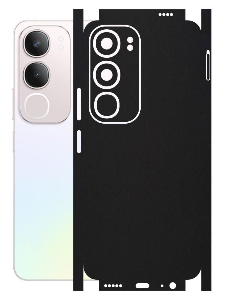 AtOdds Mobile Skin Sticker Wrap | Compatible for VIVO Y29 (5G)| Scratchproof Matte Finish | Full Coverage for All Sides & Camera Protection (Matte Black)-image-45