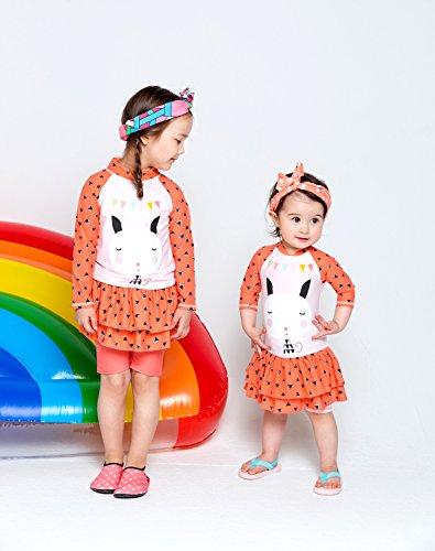 Image of VAENAIT BABY Girls Rash Guard Swimsuit UPF 50+ Long Sleeve Toddler Bathing Suit Ribbon Stawberry Floral Fruit for 2~8Years