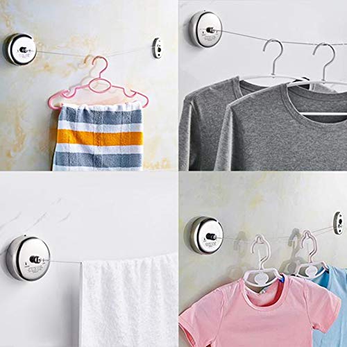 Corde à linge rétractable extérieur intérieur fil à linge extensible en acier robuste de 2,9 m - 7