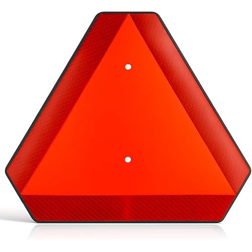 Slow Moving Vehicle Safety Sign,Slow Moving Vehicle Triangle Sign,Plastic 14"x16" Engineering Grade Reflective for Golf Cart (Plastic)