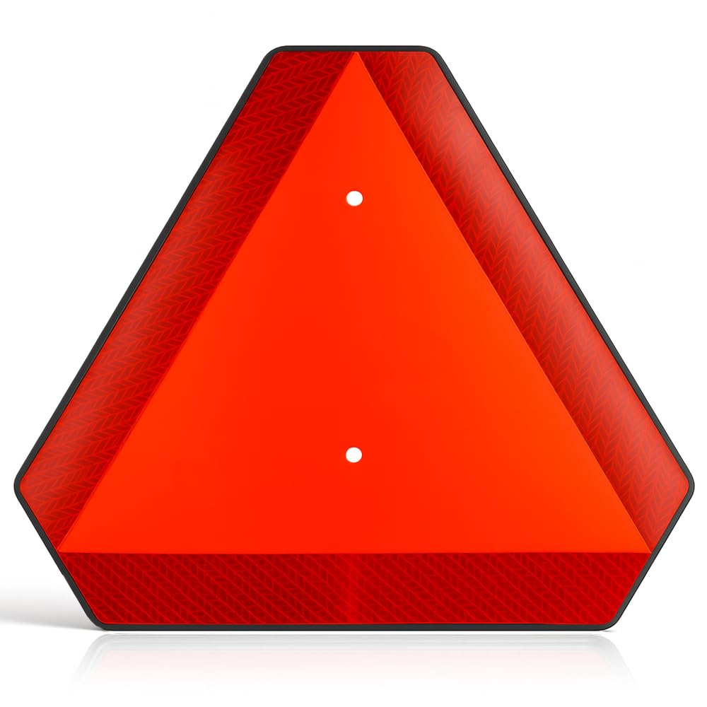 Dxsigns Slow Moving Vehicle Safety Sign,Slow Moving Vehicle Triangle Sign,Plastic 14"x16" Engineering Grade Reflective for Golf Cart (Plastic)