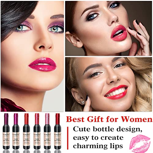 Wyblzpxz 6 Colors Wine Lip Tint,Liquid Wine Lipstick,Wine Tint Lip Stain,Matte Long Lasting Waterproof Lip Gloss Set For Creating Natural Moisturizing Lip Makeup #TOP4