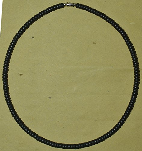 Native Treasure - 20 Inch Men's Black Coco Bead Surfer Necklace Tribal Beach Choker - 5Mm (3/16") #TOP1
