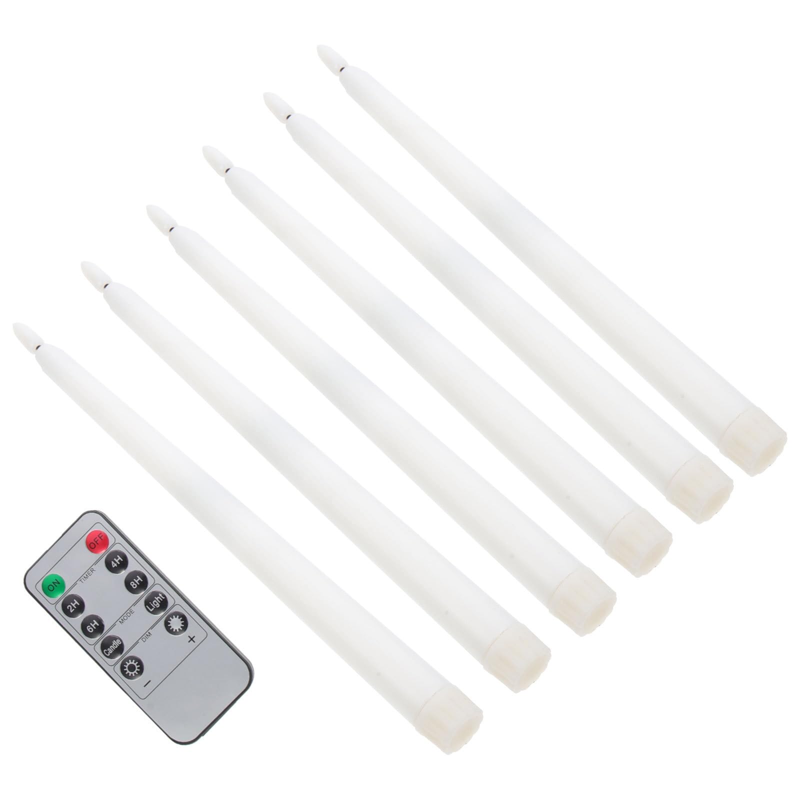 Hohopeti Set 6 Candele Coniche senza Fiamma a Batteria con Telecomando 10 Tasti, Luci LED Calde per Decorazioni Natalizie, Matrimoni e Ambienti Interni, Alternative Sicure alle Candele