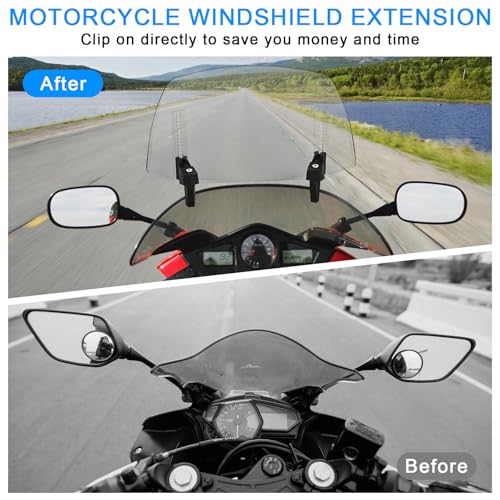 Junrvivy Motorrad Windabweiser – 29,5 x 22 cm, Höhenverstellbar Motorrad Windabweiser, ABS Weiß, Windabweiser für viele Modelle, Einfache Montage