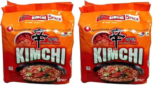 Image of Nongshim Kimchi Ramyun Noodle,120 gm (Pack Of 10),Vegetarian,600 gm,spicy