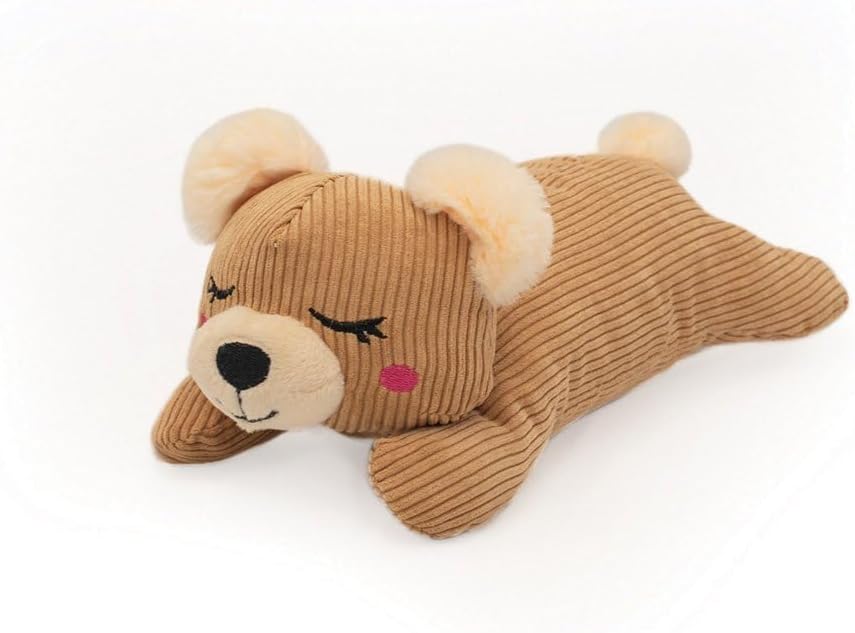 ZippyPaws Snooziez con Shhhqueaker - Juguete para Perro Oso con Squeakers Silenciosos