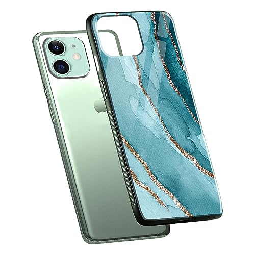 Image of COLORflow Back Cover Compatible with iPhone 11 | Blue Marble Golden Stripes | Shockproof TPU Bumper Cover with Camera Protection Back Cover