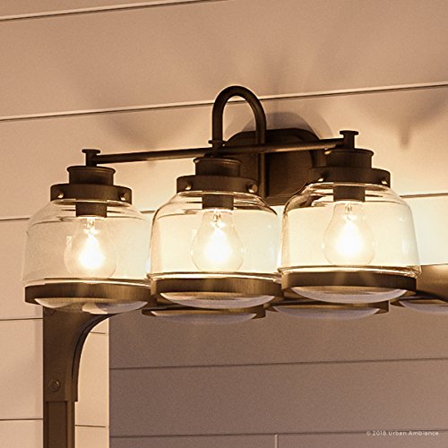 Urban Ambiance Luxury Industrial Chic Bathroom Vanity Light, Large Size: 11.25" H x 26" W, with Art Deco Style Elements, Olde Bronze Finish, UHP2539 from The Nottingham Collection