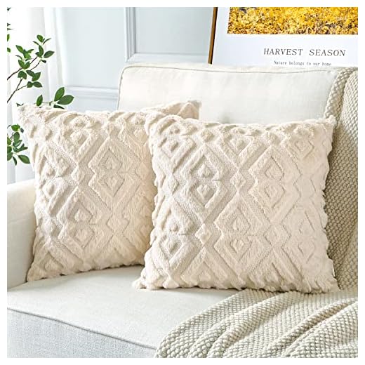Artscope Uppsättning av 2 mjuka plysch kort ullsammet dekorativa örngott lyxstil dekorativa kuddfodral europeiska örngott för soffa sovrum diamantform beige, 40 x 40 cm