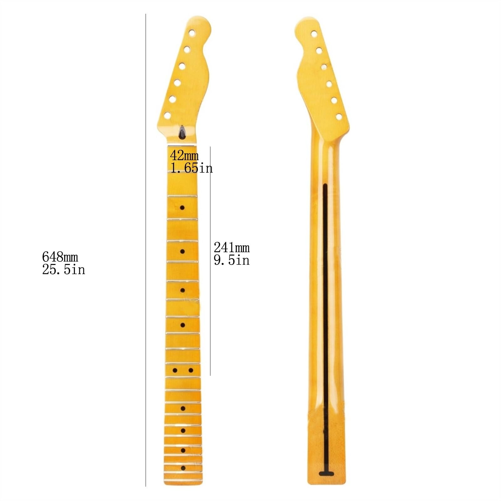 Klon Gitara Szyja Elektrycznej 6 Strun 22 Progi Diy Wymiana Niedokończony Główka Wiosłowa Szyjka Do Basu Jazzowego Dla Tc, Tl, Prawa Ręka Szyja Gitarowa