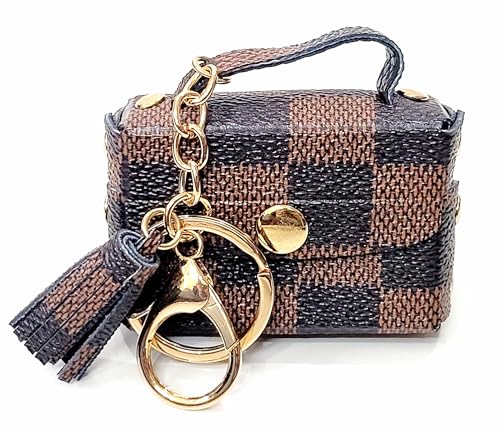 Image of JSR Designer Mini Bag Keychain with Tassel, Gold Chain, Multiple Patterns, Fashion Accessory For Car Bike Purses And Gifting