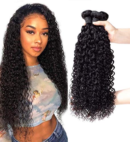 9A Brazilian Jerry Curly 3 Bundles Deals Human Hair 100% Unprocessed Bundles Wet and Curly Weave Hair Extensions (3 bundles hair, JC18 20 22)