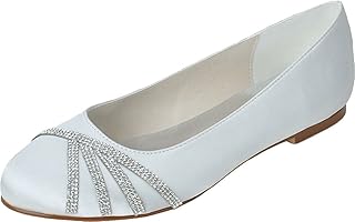 Zapatos planos de satén de las señoras Dorsay Rhinestones de la boda de las bombas resbalón en los zapatos de la