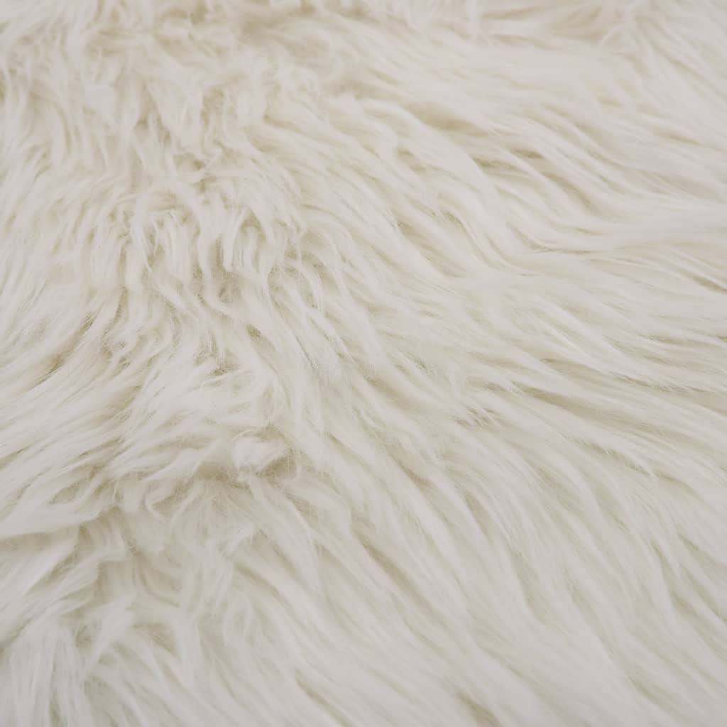 Tapis Peau de Mouton synthétique Blanc 60 x 90 cm antidérapant Doux Moelleux décoration intérieur Salon Chambre Bureau