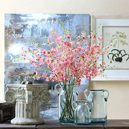 Flower Vase Glass Elegant Double Ear Decorative Handmade Air Bubbles Bluish Color Glass Vase For Centerpiece Home Decor (Medium) #TOP4