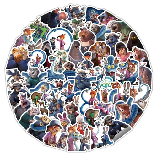 50Pcs Zootopia 2 Sticker for Kids Cute Cartoon Waterproof Vinyl Decal for Teen Girl Water Bottle Skateboard Notebook Phone Guitar Bike