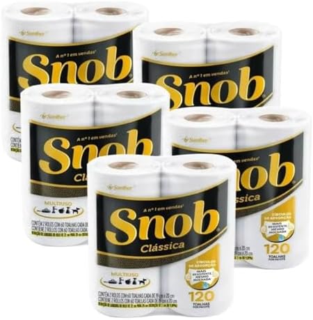 Snob Papel Toalha Cozinha Folha Dupla Com 10 Rolos - 600 Fls