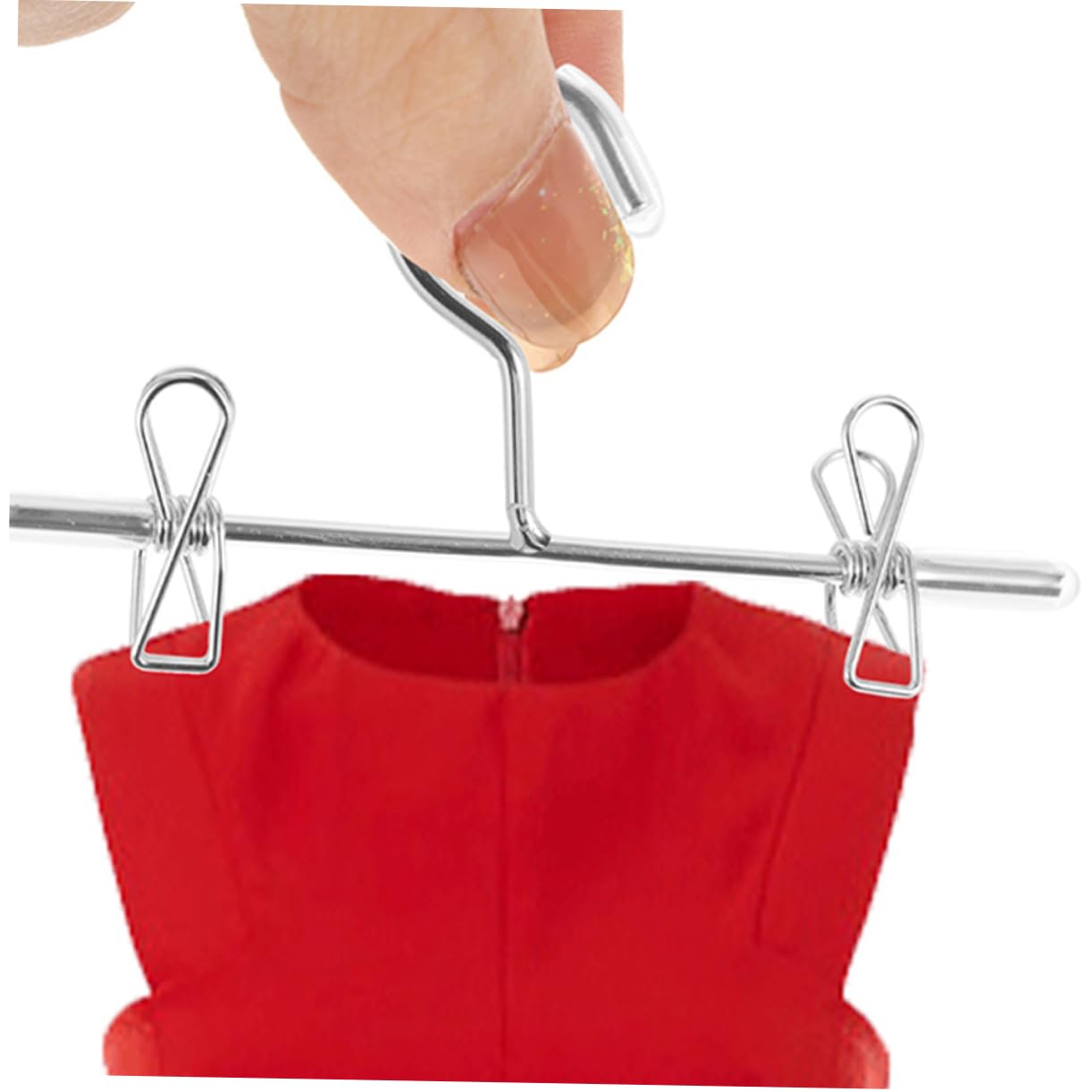 8 mini perchas de metal para ropa de muñecas, diseño que ahorra espacio con clips protectores para armario de muñecas, perfectas para guardar vestidos, trajes y accesorios