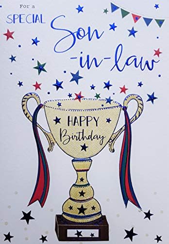 Special Son-in-Law Birthday Card (ICG-7182) - Trophy - Palladium Range - Embossed with Blue Foil