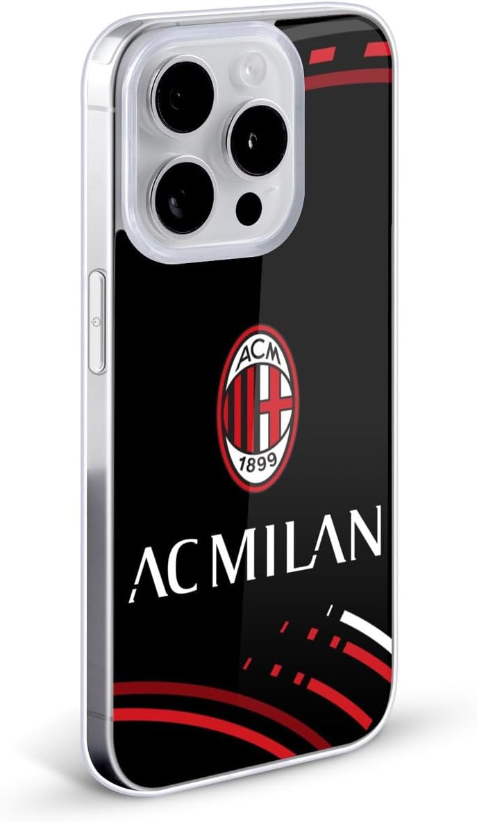 Head Case Designs Officially Licensed AC Milan Curved Crest Patterns Gel Case [Military Grade Protection] Compatible with Apple iPhone 13
