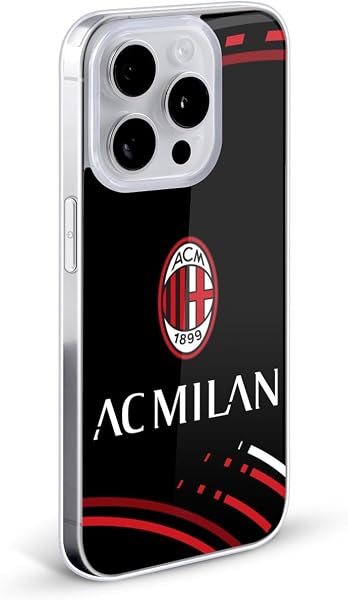 Head Case Designs Licenza Ufficiale AC Milan Curvato Modelli Cresta Custodia Cover in Morbido Gel Compatibile con Apple iPhone 14 Plus - 2