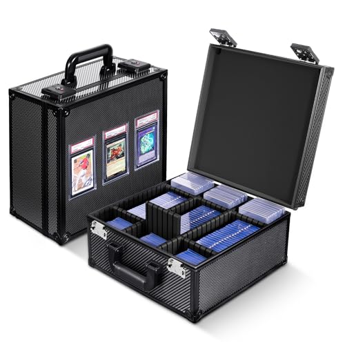 Image of Kabinka Graded Card Case, Aluminum Alloy Graded Card Storage Box | Holds 140 Card Slabs, Sports Trading Card Case with TSA Combination Lock, Fits PSA /CSG /CGC /SGC /BGS, Carbon Fibre
