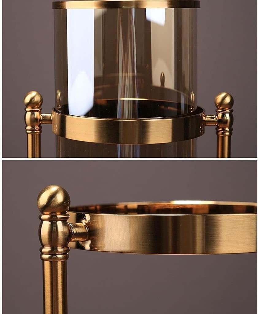 Vintage Metal Candelabra Candle Holder with Detachable Glass Hurricane for Wedding & Home Decor