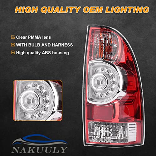 Image of Tail Lights Compatible With 2005-2015 Tacoma Left and Right Side | LED and Halogen, Driver and Passenger Side, w / Bulb and Harness, Taillight Brake Signal Assembly