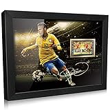 ORIMAMI Gifts for Soccer Player Neymar Jr. Fans - Sport Star Picture Desktop Framed Photo 8x6 Inches with Signed and 1x35mm Film Mini Cell Display